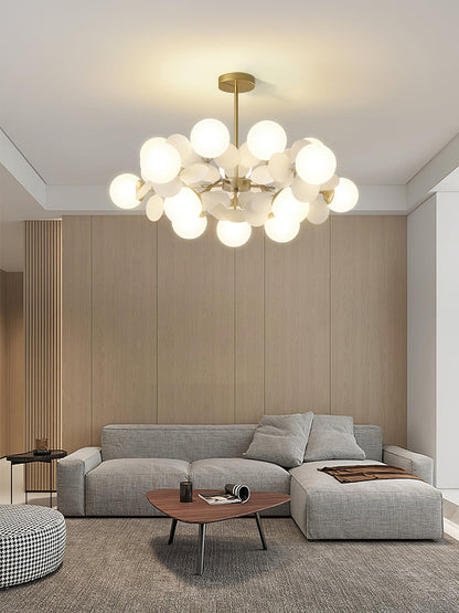Elegant Off White Tree Chandelier with Adjustable Height and LED Light