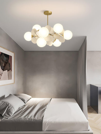Elegant Off White Tree Chandelier with Adjustable Height and LED Light
