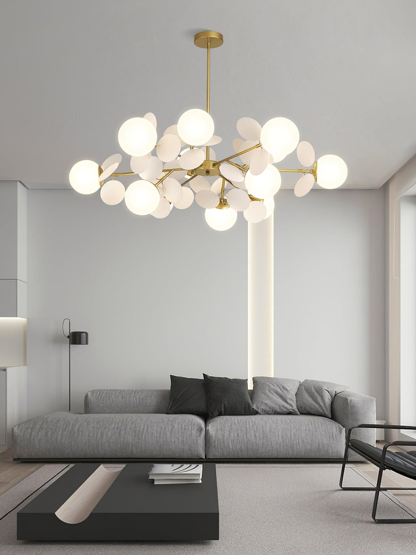 Elegant Off White Tree Chandelier with Adjustable Height and LED Light