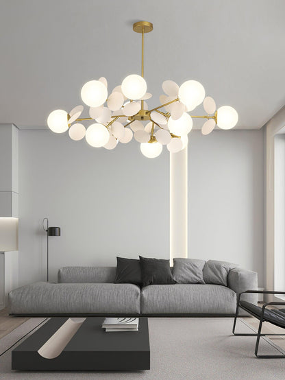 Elegant Off White Tree Chandelier with Adjustable Height and LED Light