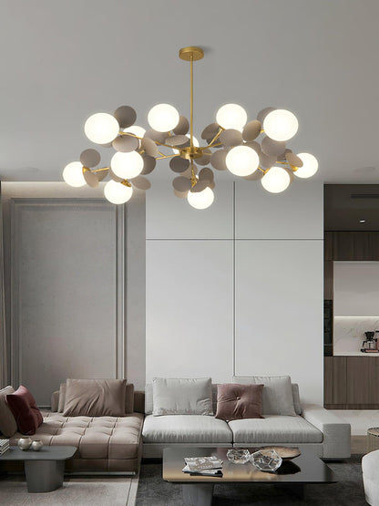 Elegant Off White Tree Chandelier with Adjustable Height and LED Light