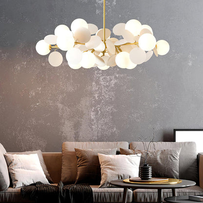 Elegant Off White Tree Chandelier with Adjustable Height and LED Light