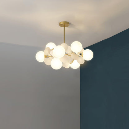 Elegant Off White Tree Chandelier with Adjustable Height and LED Light