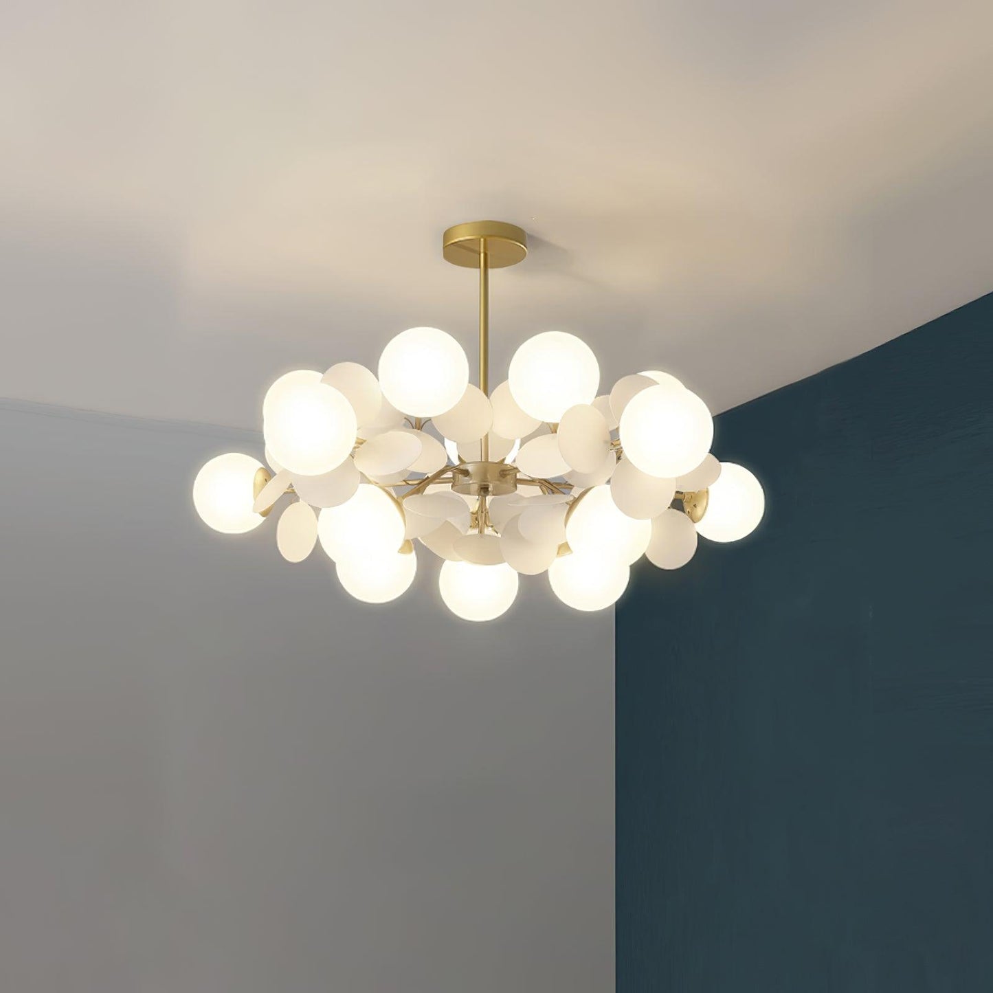 Elegant Off White Tree Chandelier with Adjustable Height and LED Light