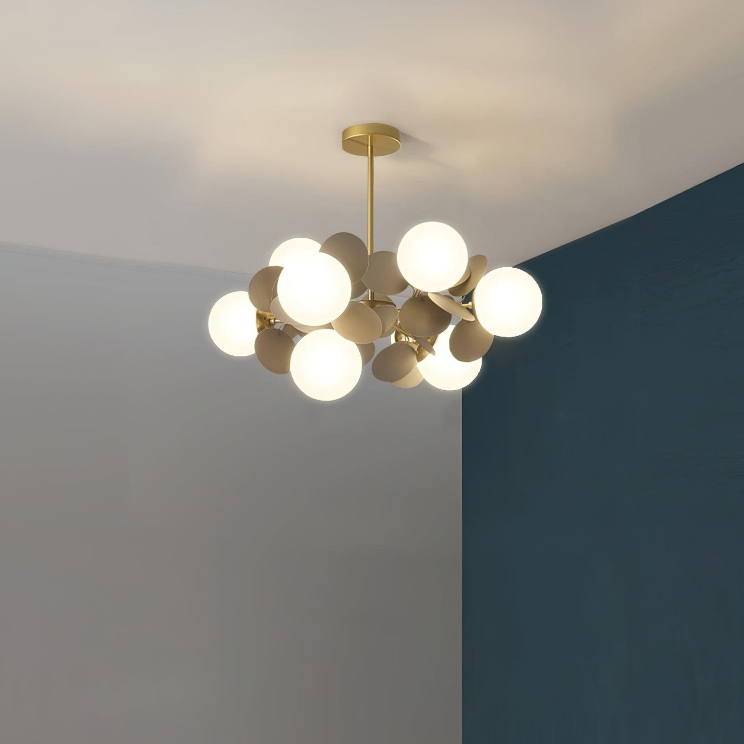 Elegant Off White Tree Chandelier with Adjustable Height and LED Light
