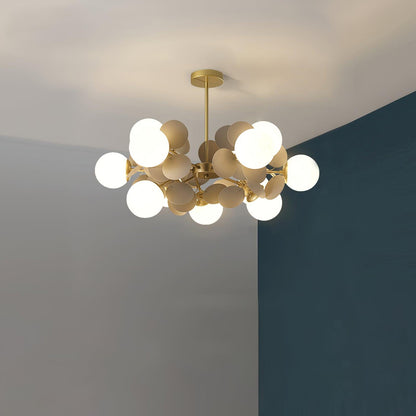 Elegant Off White Tree Chandelier with Adjustable Height and LED Light