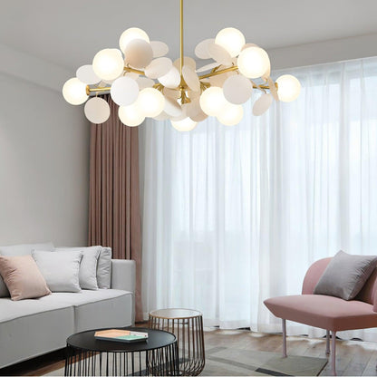 Elegant Off White Tree Chandelier with Adjustable Height and LED Light