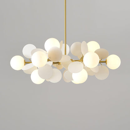 Elegant Off White Tree Chandelier with Adjustable Height and LED Light