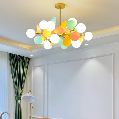 Elegant Off White Tree Chandelier with Adjustable Height and LED Light