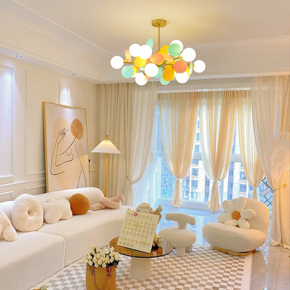 Elegant Off White Tree Chandelier with Adjustable Height and LED Light