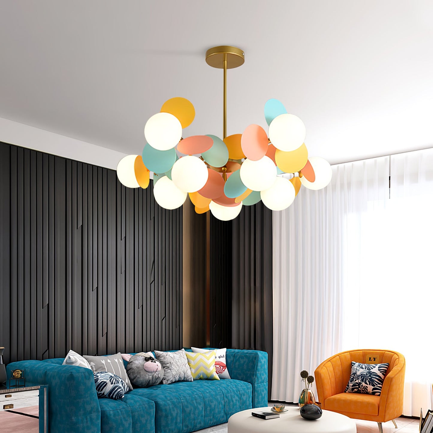 Elegant Off White Tree Chandelier with Adjustable Height and LED Light
