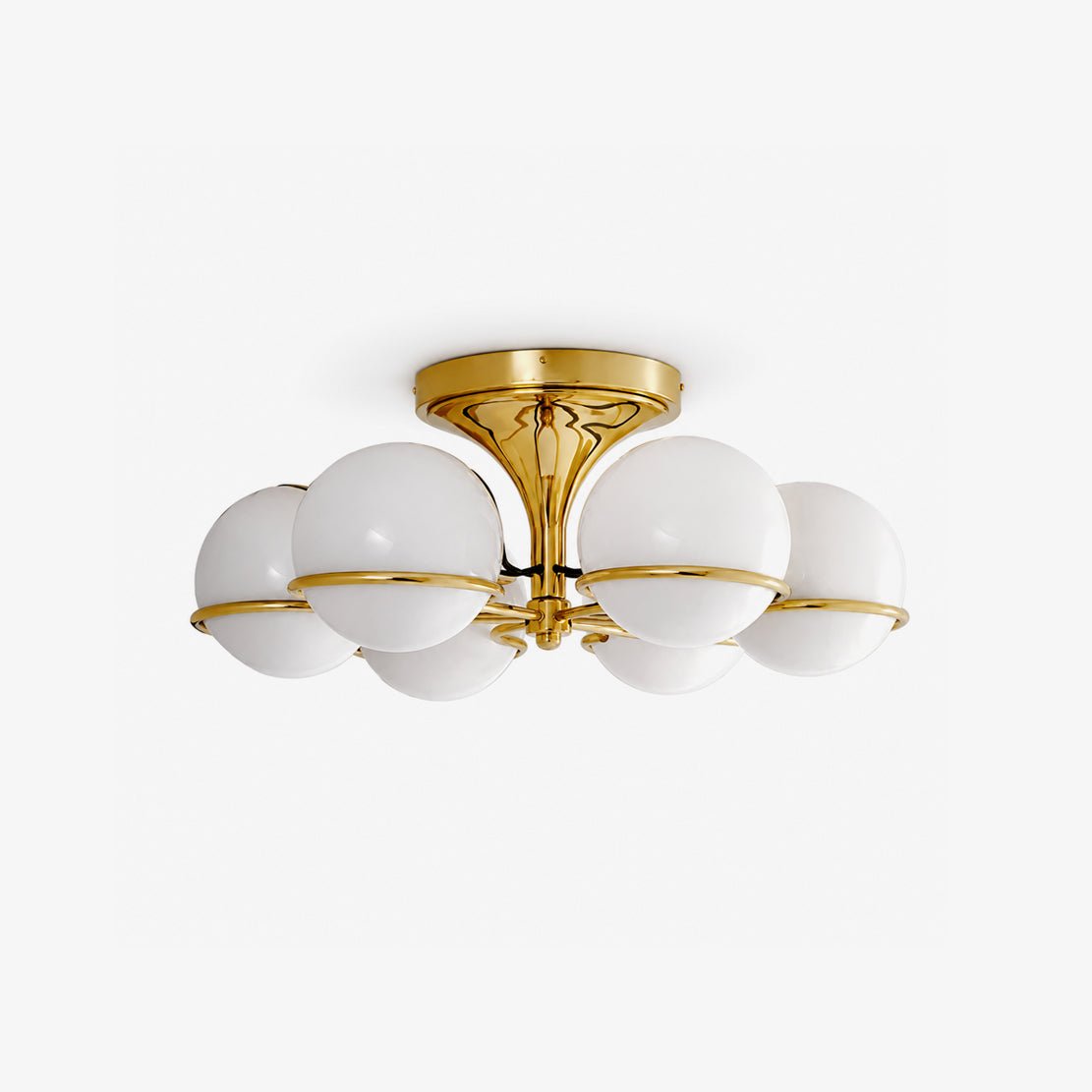Elegant Opal Glass Globe Semiflush Chandelier with Adjustable Height &