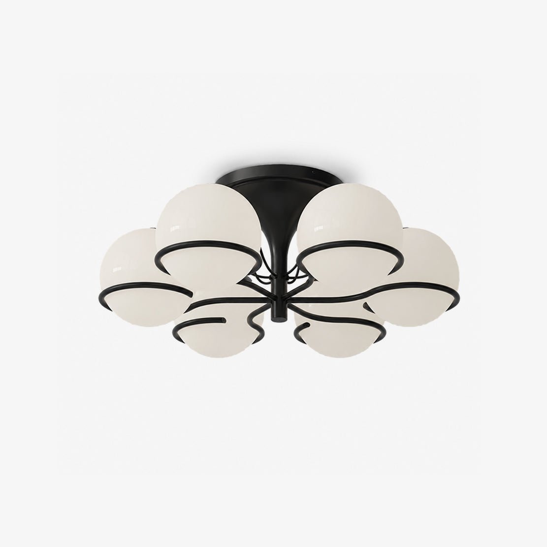 Elegant Opal Glass Globe Semiflush Chandelier with Adjustable Height &