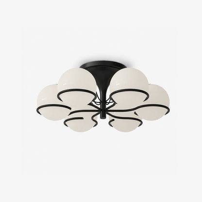 Elegant Opal Glass Globe Semiflush Chandelier with Adjustable Height &