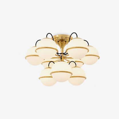 Elegant Opal Glass Globe Semiflush Chandelier with Adjustable Height &