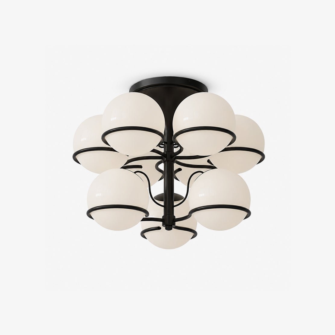 Elegant Opal Glass Globe Semiflush Chandelier with Adjustable Height &