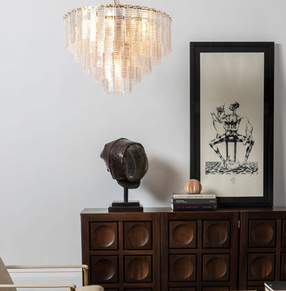 Opalora Pink Glass Chandelier - Elegant Design with Adjustable Height