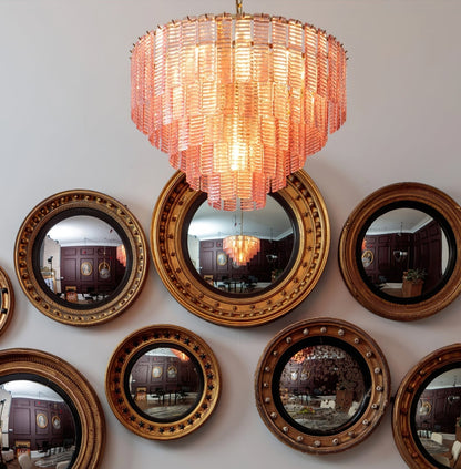 Opalora Pink Glass Chandelier - Elegant Design with Adjustable Height