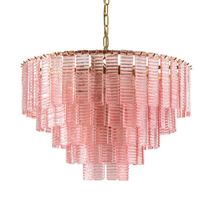 Opalora Pink Glass Chandelier - Elegant Design with Adjustable Height
