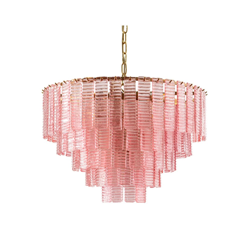 Opalora Pink Glass Chandelier - Elegant Design with Adjustable Height