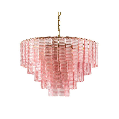 Opalora Pink Glass Chandelier - Elegant Design with Adjustable Height