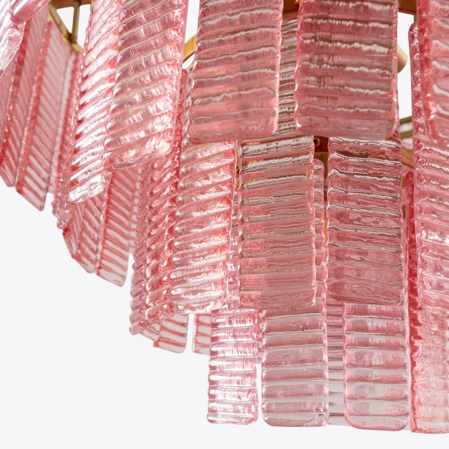 Opalora Pink Glass Chandelier - Elegant Design with Adjustable Height