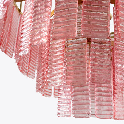 Opalora Pink Glass Chandelier - Elegant Design with Adjustable Height