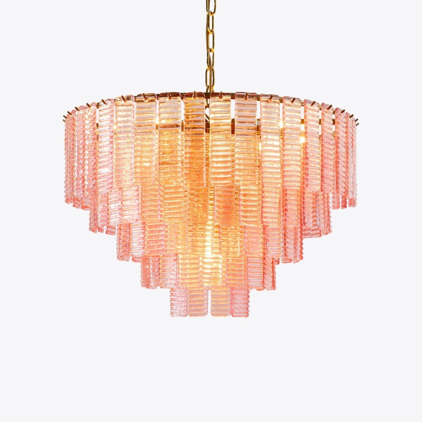 Opalora Pink Glass Chandelier - Elegant Design with Adjustable Height