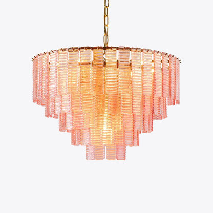 Opalora Pink Glass Chandelier - Elegant Design with Adjustable Height