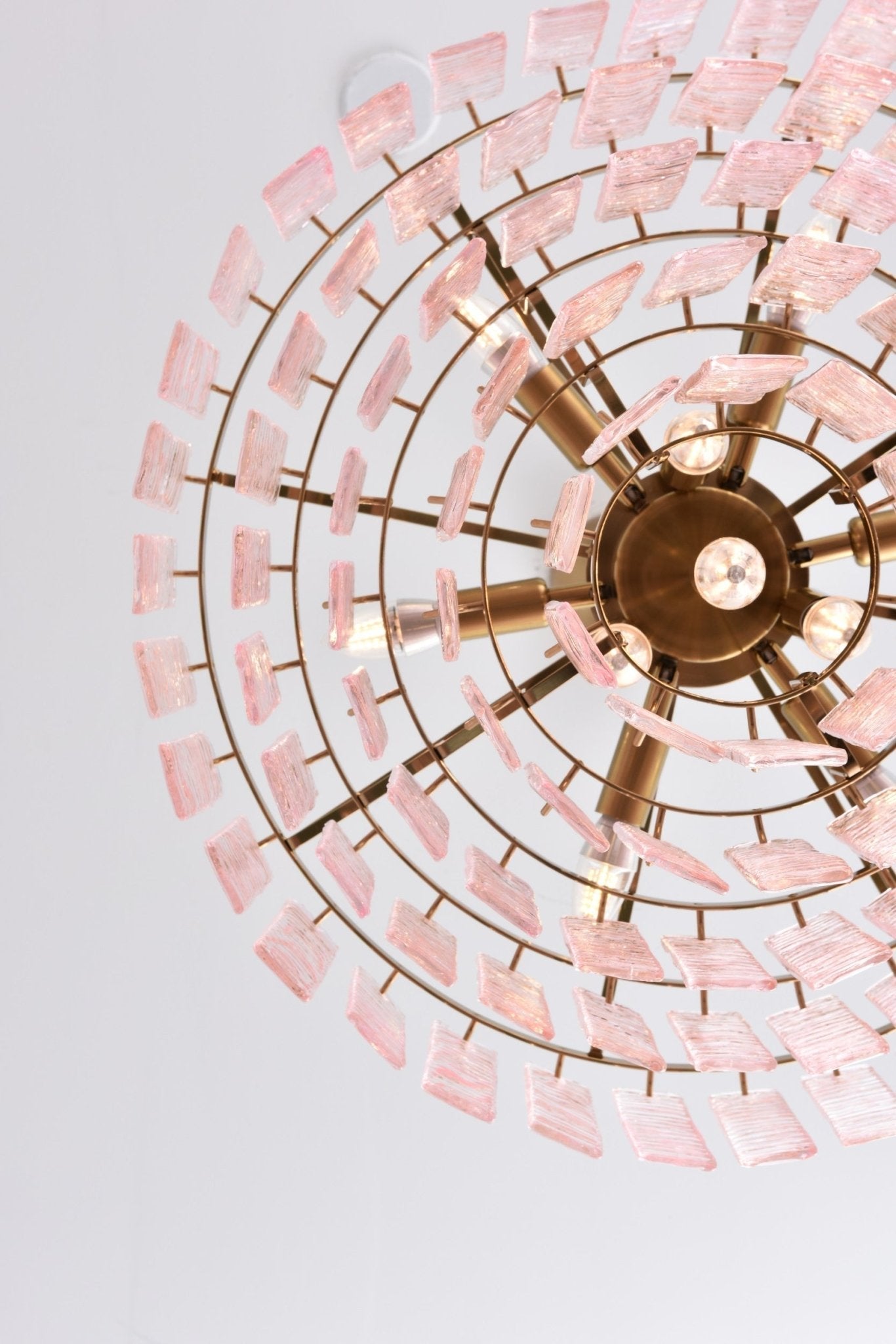 Opalora Pink Glass Chandelier - Elegant Design with Adjustable Height