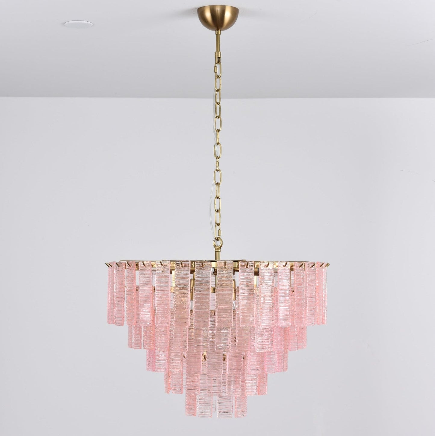 Opalora Pink Glass Chandelier - Elegant Design with Adjustable Height