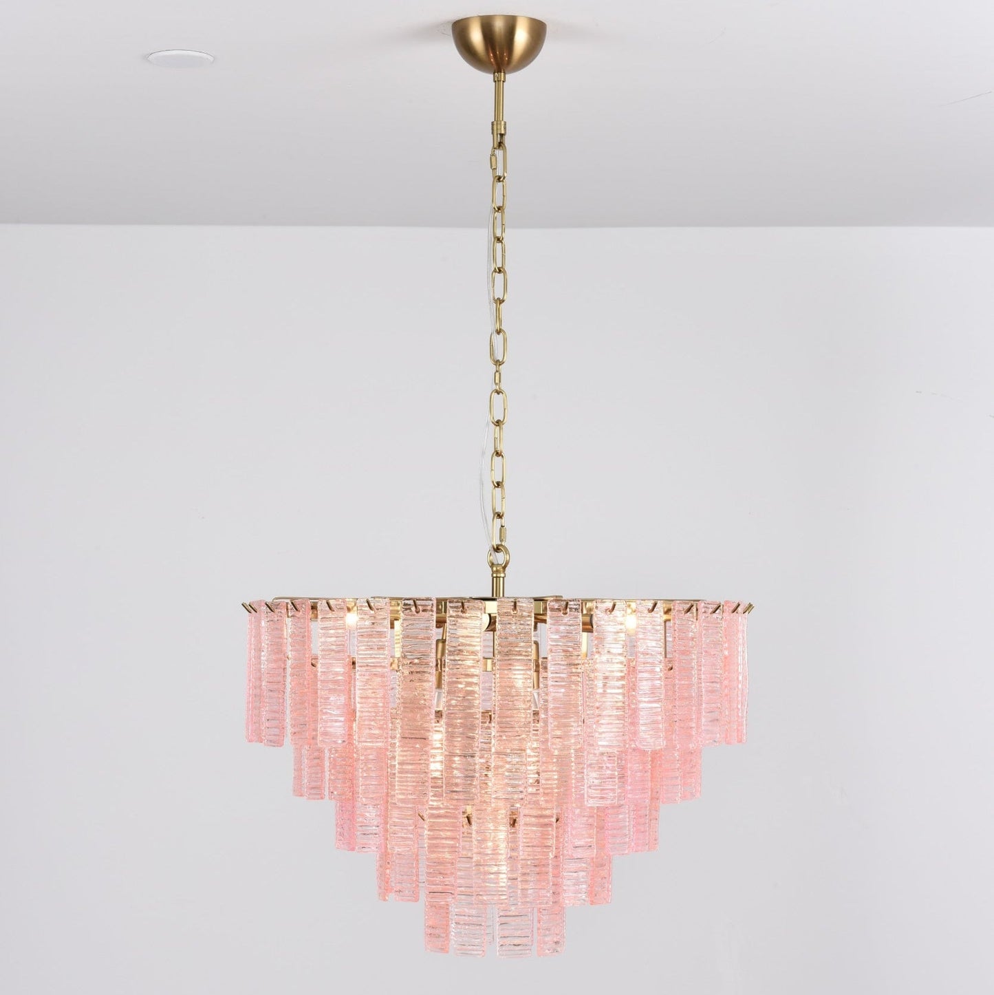 Opalora Pink Glass Chandelier - Elegant Design with Adjustable Height