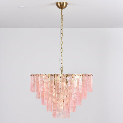 Opalora Pink Glass Chandelier - Elegant Design with Adjustable Height