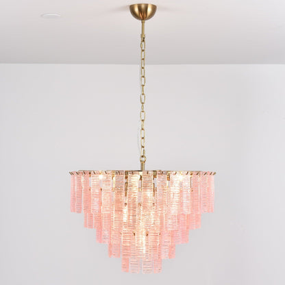 Opalora Pink Glass Chandelier - Elegant Design with Adjustable Height