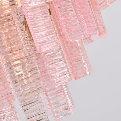 Opalora Pink Glass Chandelier - Elegant Design with Adjustable Height