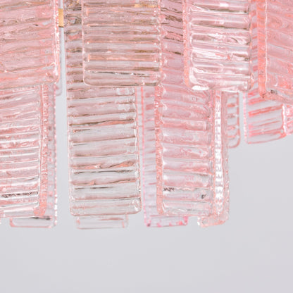 Opalora Pink Glass Chandelier - Elegant Design with Adjustable Height