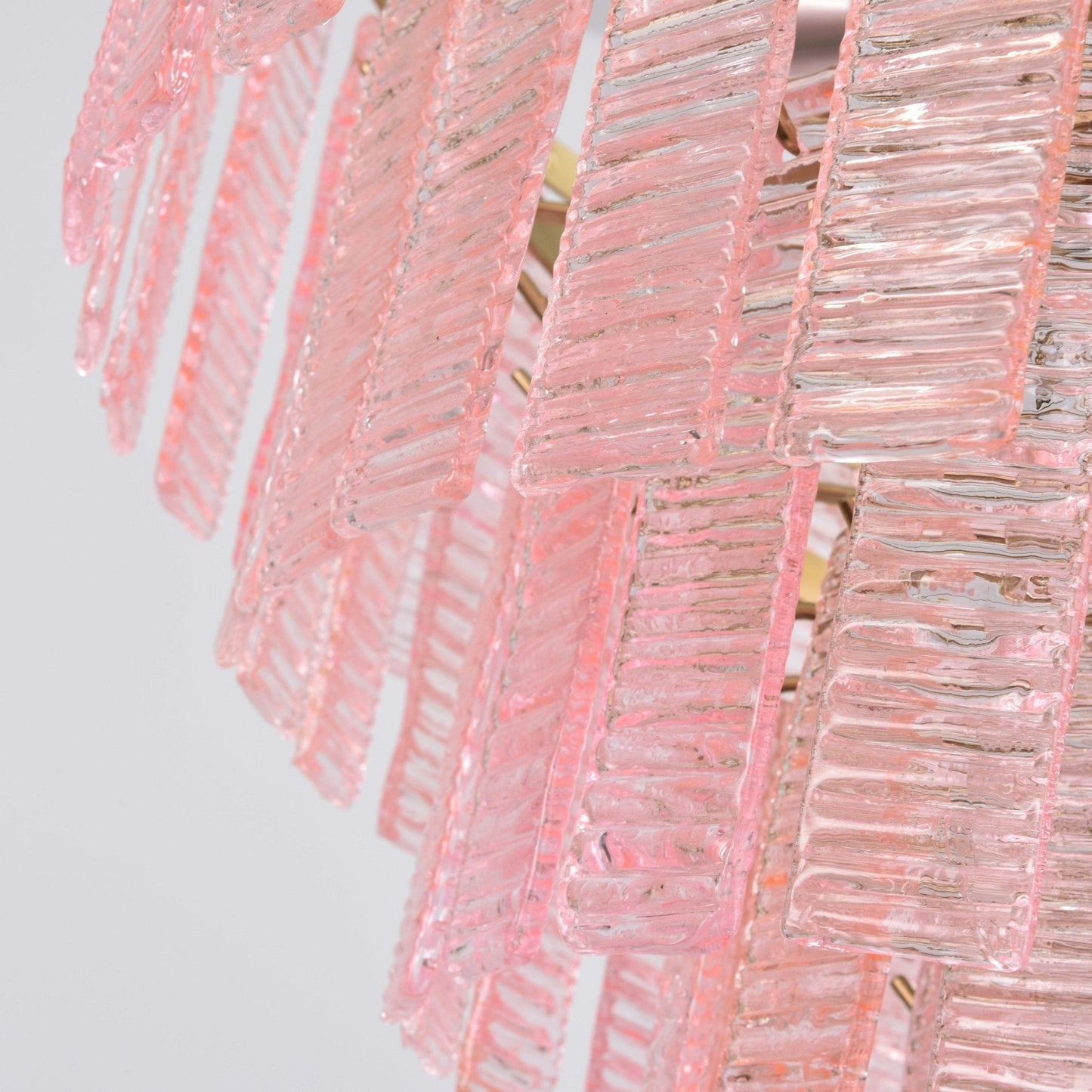 Opalora Pink Glass Chandelier - Elegant Design with Adjustable Height