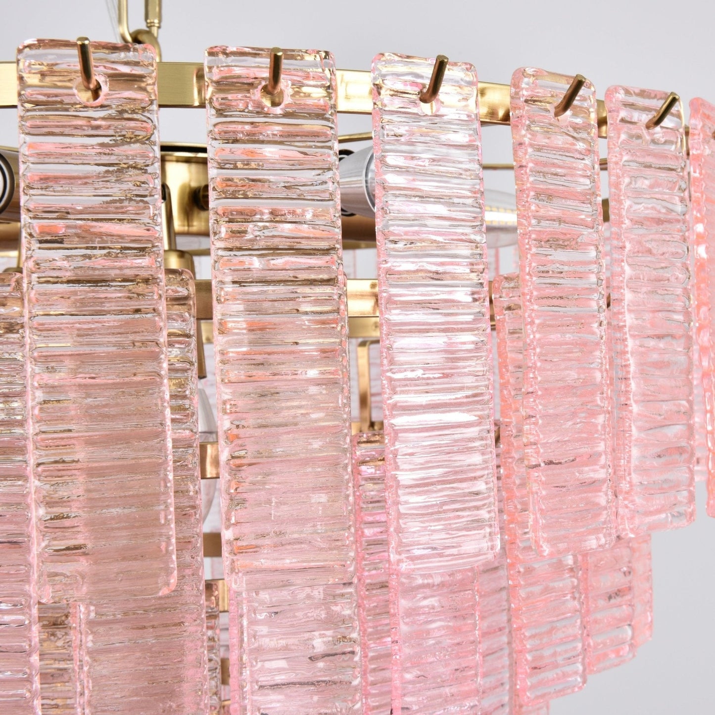 Opalora Pink Glass Chandelier - Elegant Design with Adjustable Height