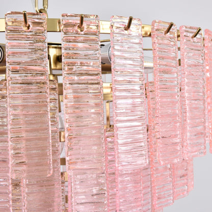 Opalora Pink Glass Chandelier - Elegant Design with Adjustable Height