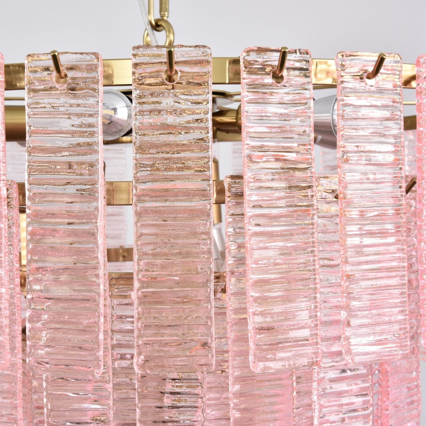 Opalora Pink Glass Chandelier - Elegant Design with Adjustable Height