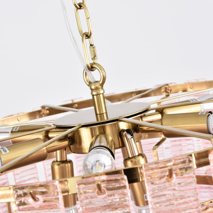 Opalora Pink Glass Chandelier - Elegant Design with Adjustable Height