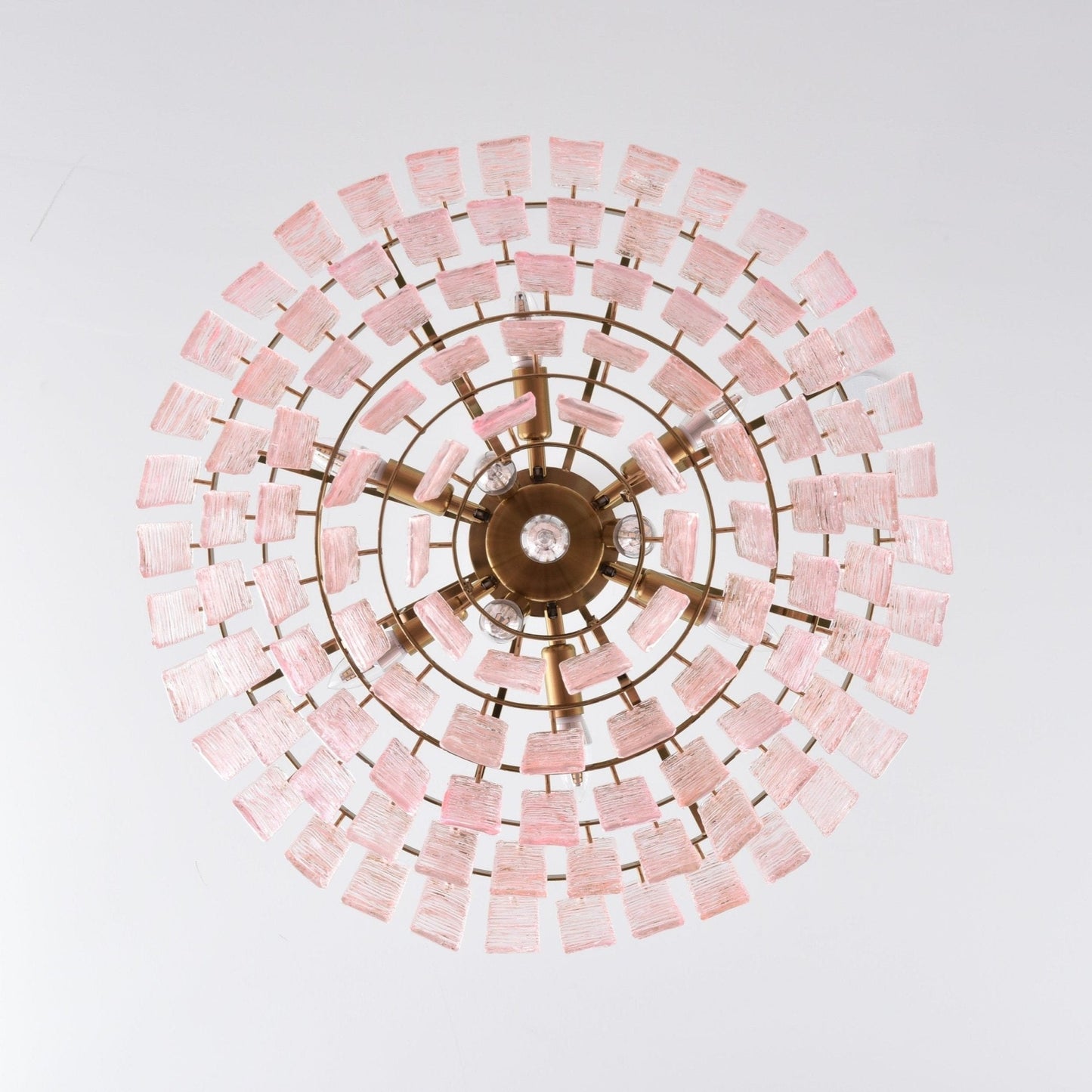 Opalora Pink Glass Chandelier - Elegant Design with Adjustable Height