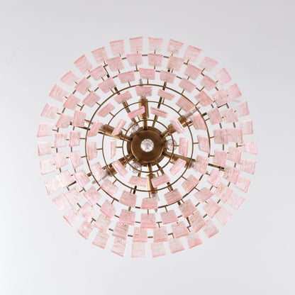 Opalora Pink Glass Chandelier - Elegant Design with Adjustable Height
