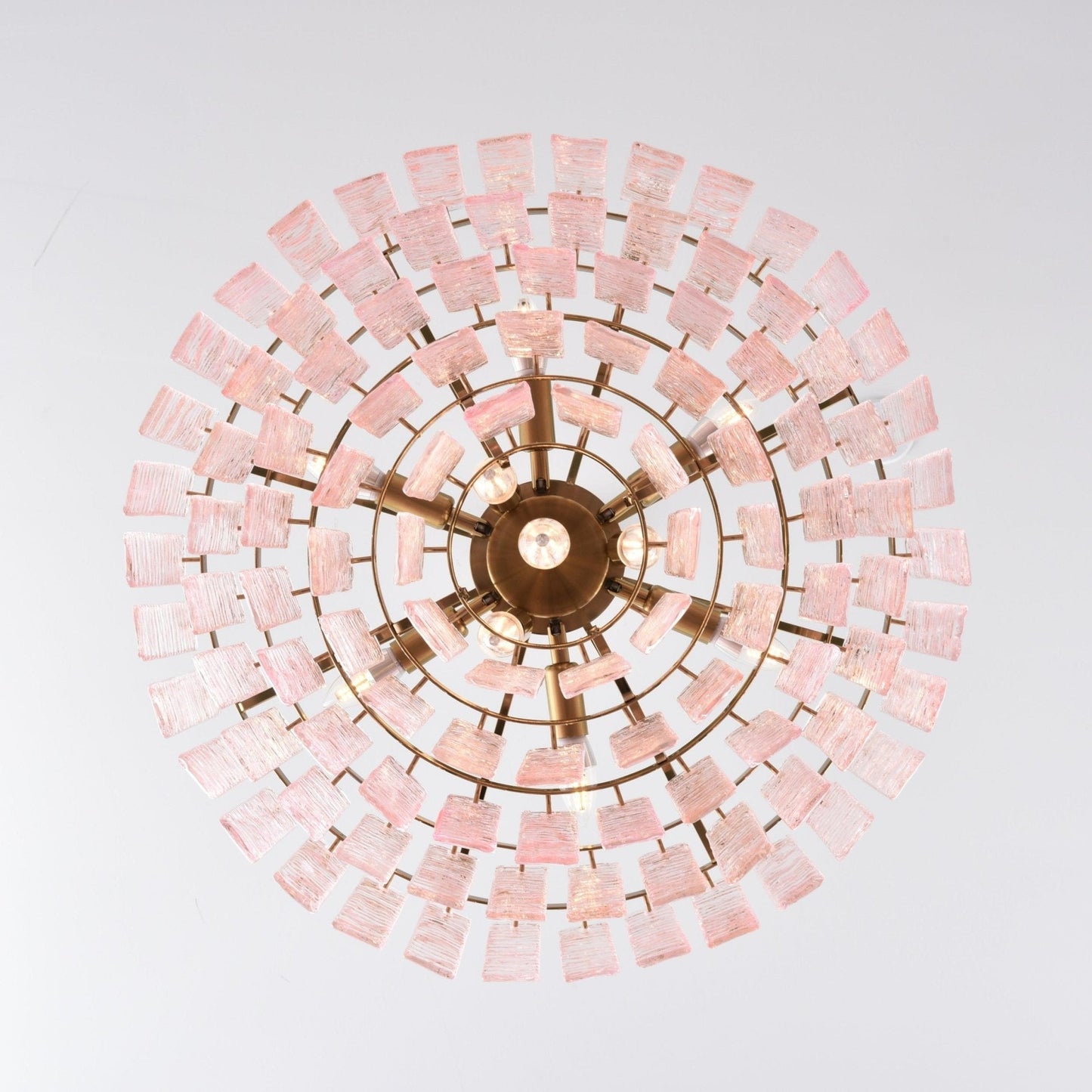 Opalora Pink Glass Chandelier - Elegant Design with Adjustable Height