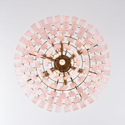 Opalora Pink Glass Chandelier - Elegant Design with Adjustable Height