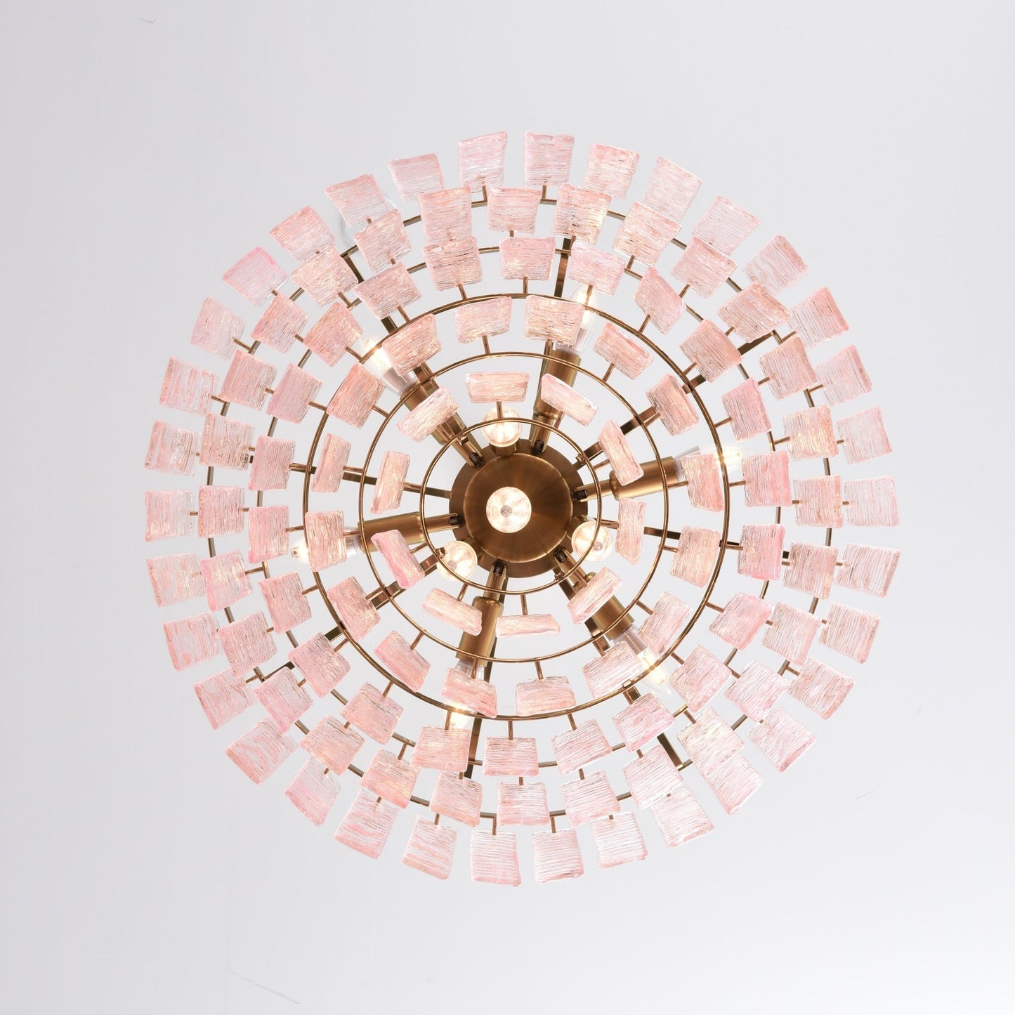 Opalora Pink Glass Chandelier - Elegant Design with Adjustable Height