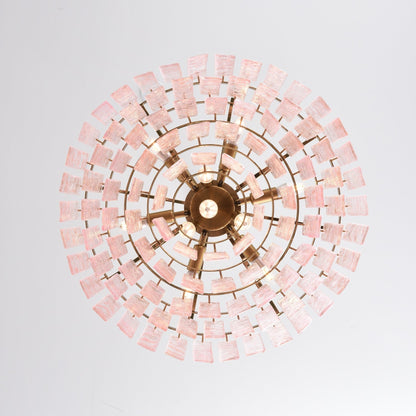 Opalora Pink Glass Chandelier - Elegant Design with Adjustable Height