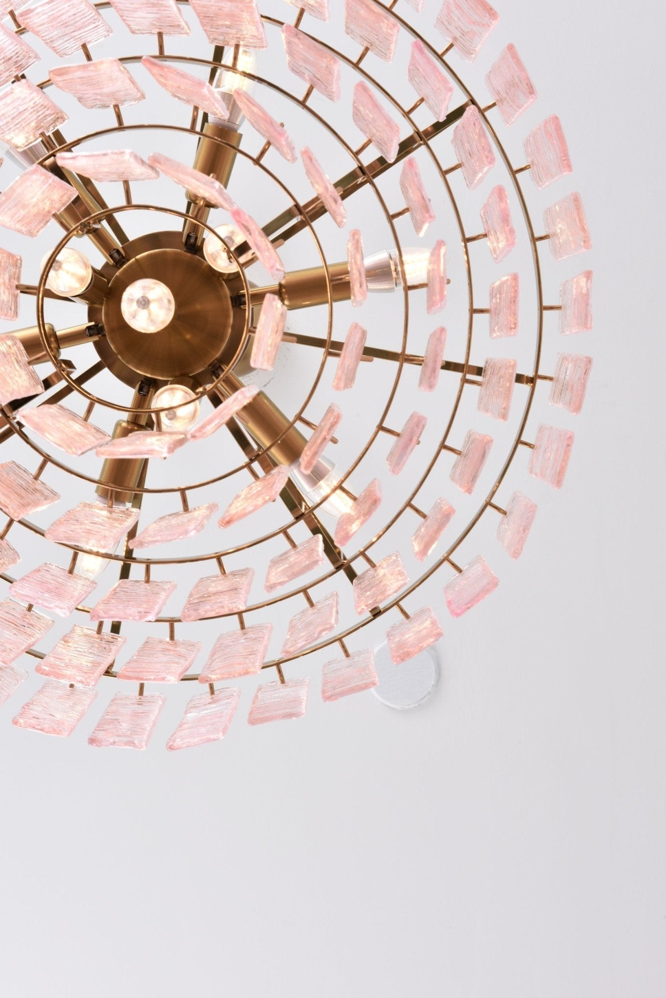 Opalora Pink Glass Chandelier - Elegant Design with Adjustable Height