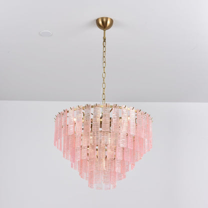 Opalora Pink Glass Chandelier - Elegant Design with Adjustable Height