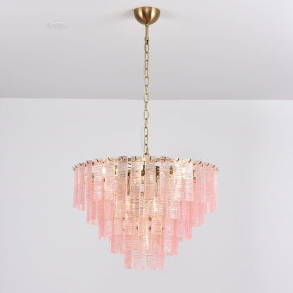 Opalora Pink Glass Chandelier - Elegant Design with Adjustable Height